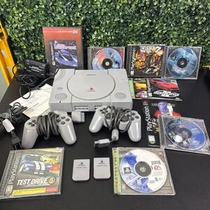 Sony PlayStation PS1 Console Bundle 9 Games & 2 Controllers Memory Cards Tested